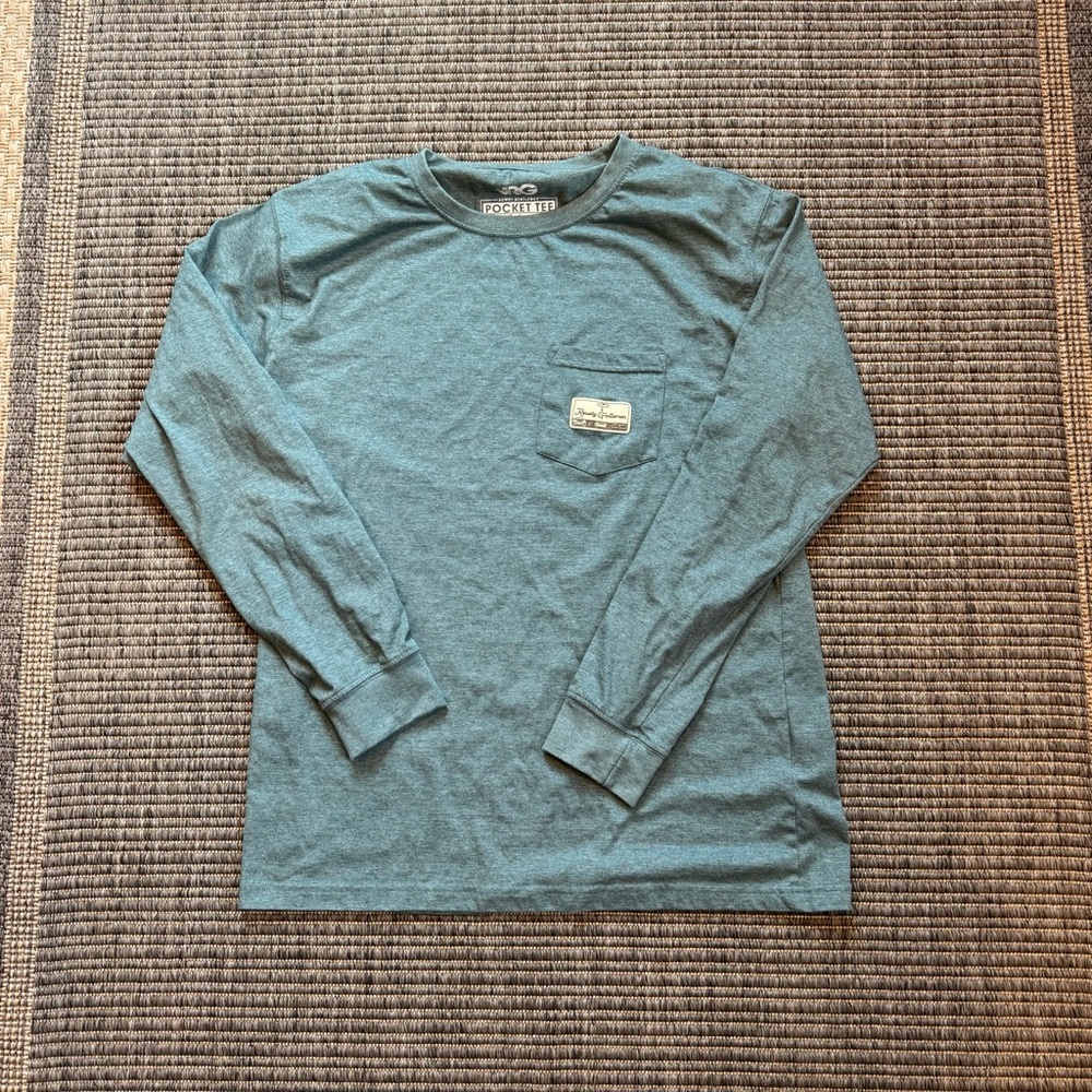 Men's Pocket Tee Teal Long Sleeve Shirt by Rowdy Gentlemen